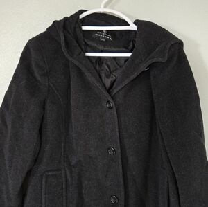 Gallery | Black Hooded Wool Coat Size Large